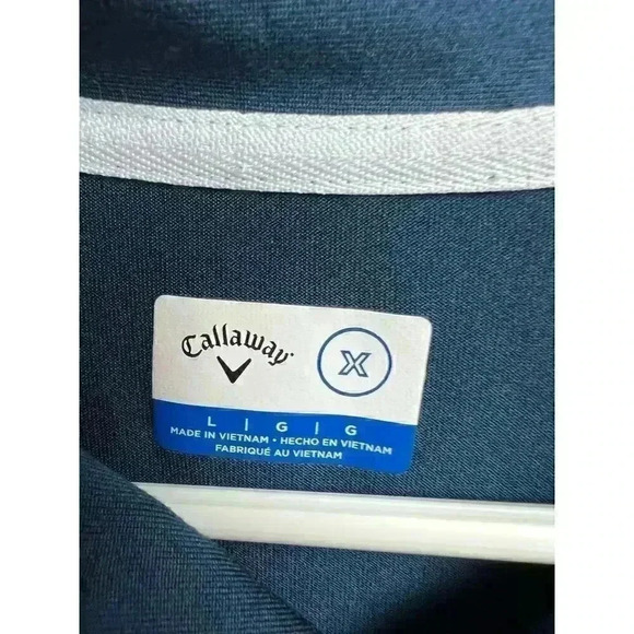 Callaway Golf X Range Striped Diagonal Polo Shirt Navy White Large - Picture 3 of 9